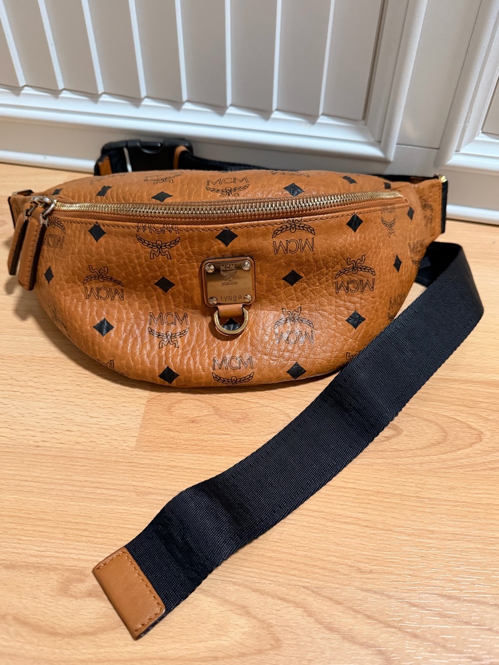 MCM Cognac Visetos Logo Belt Bag